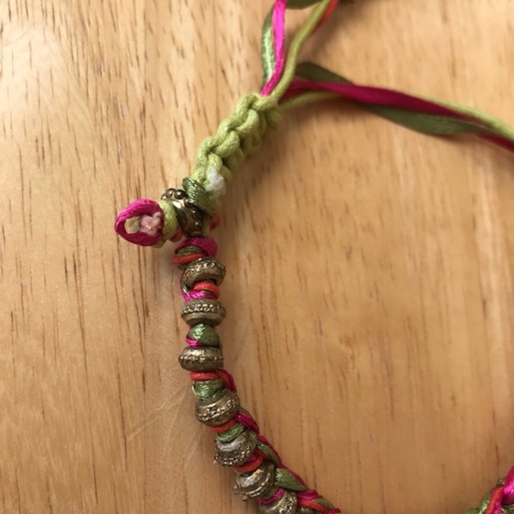 Macrame Anklet Handmade Bead Adjustable Boho VTG - Picture 3 of 8